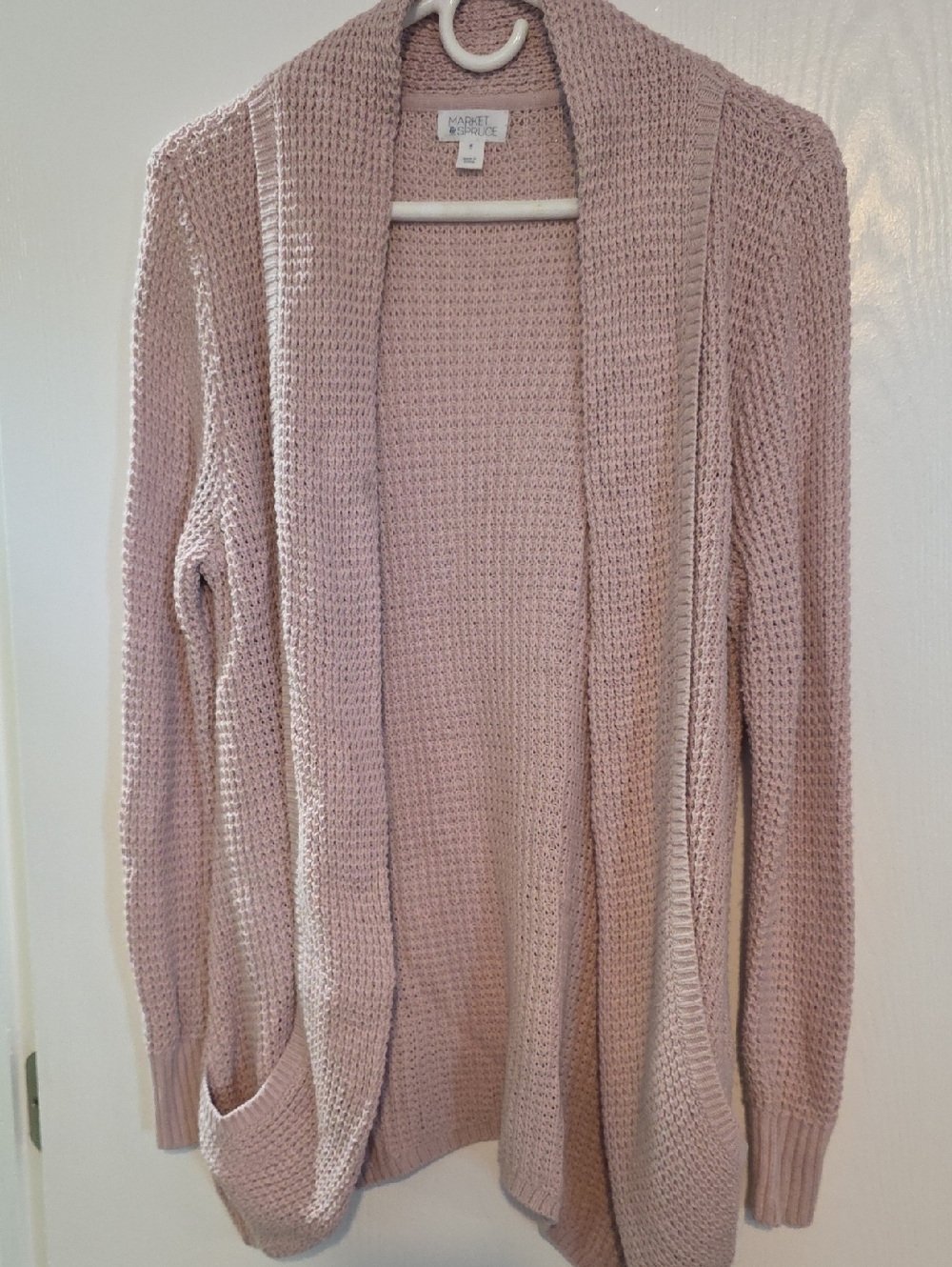 Market & Spruce Dusty Blush Open-Front Knit Cardigan
